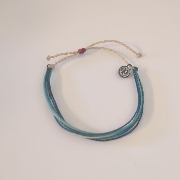 799 Pura Vida Two Tone‎ Blue and White Multi Strand Adjustable Slider Bracelet - Picture 3 of 4